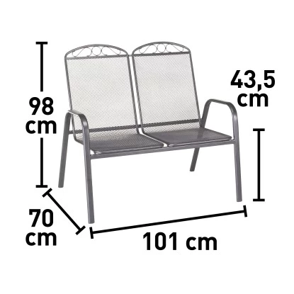 Gartenbank Sacramento II 2-Sitzer 99 Cm X 106 Cm X 71 Cm Grau 2 Gartenbank Sacramento II 2-Sitzer 99 Cm X 106 Cm X 71 Cm Grau – Bild 2
