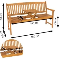 Indoba® Gartenbank 3-Sitzer Mit Klapptisch Sun Flair FSC® -GartenOase Wohnaccessoires 105212 11001300 14
