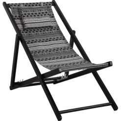 Klappsessel Timbore Holz Schwarz Mit Verstellbarer Rückenlehne