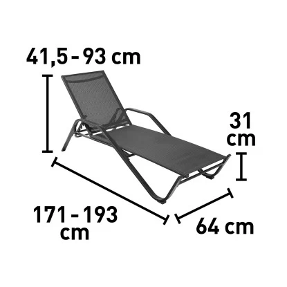Sonnenliege Pacora Aus Textilen Schwarz 2 Sonnenliege Pacora Aus Textilen Schwarz – Bild 2