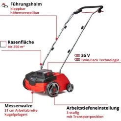 Einhell Akku-Vertikutierer GC-SC 36/31 Li-Solo Power X-Change 14 Einhell Akku-Vertikutierer GC-SC 36/31 Li-Solo Power X-Change -GartenOase Wohnaccessoires 4006825636956 2171 03
