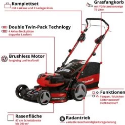 Einhell Professional Akku-Rasenmäher GP-CM 36/47 S HW Li Inkl. 4x4,0 Ah Akkus -GartenOase Wohnaccessoires 4006825639506 2171 03