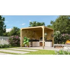 Karibu Fyrkant Pavillon Naturbelassen 320 Cm X 320 Cm -GartenOase Wohnaccessoires 4010090487717 3739 3