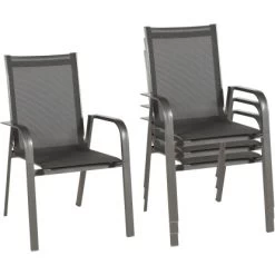Acamp Set 4x Stapelsessel Urban 54 Cm X 60 Cm X 82 Cm Anthrazit-Carbon -GartenOase Wohnaccessoires 4013556589451 5060 05