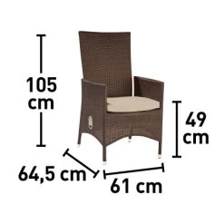 Gartensessel Davenport II Mit Verstellbarer Rückenlehne Aus Polyrattan Braun -GartenOase Wohnaccessoires 4048124970485 VM01 240820