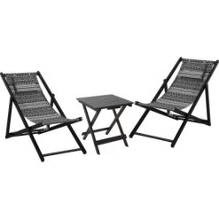 Klappsessel Timbore Holz Schwarz Mit Verstellbarer Rückenlehne -GartenOase Wohnaccessoires 4048124993620 S03 291020 L