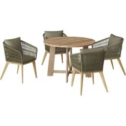 Gartentisch Tanami Rund FSC® Teakoptik Ø 110 Cm -GartenOase Wohnaccessoires 4048126610082 S02 090920