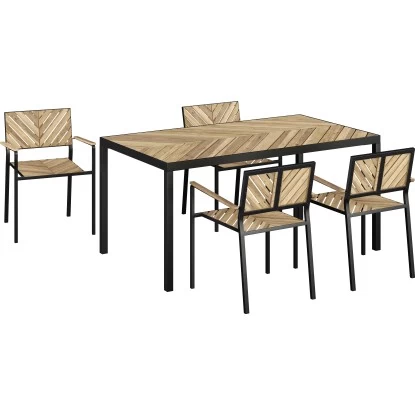 Gartentisch Ovando FSC® Rechteckig 75 Cm X 160 Cm X 90 Cm Natur-Schwarz 3 Gartentisch Ovando FSC® Rechteckig 75 Cm X 160 Cm X 90 Cm Natur-Schwarz – Bild 3