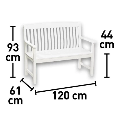 Gartenbank Glendale 2-Sitzer Weiß FSC® 93 Cm X 120 Cm X 60 Cm 4 Gartenbank Glendale 2-Sitzer Weiß FSC® 93 Cm X 120 Cm X 60 Cm – Bild 4