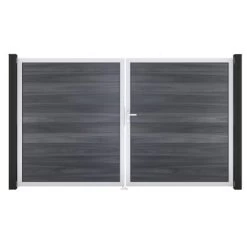 GroJa Solid Steckzaun Tor DIN Rechts EV1 Steingrau Co-extrudiert