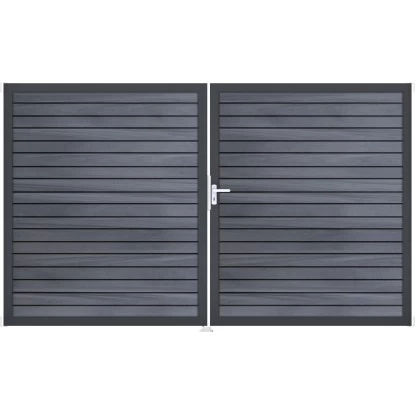 GroJa Steckzaun-Tor Solid-Rhombus 2-flg. DB703 DIN Rechts Steingrau Co-Ex. 1 GroJa Steckzaun-Tor Solid-Rhombus 2-flg. DB703 DIN Rechts Steingrau Co-Ex.