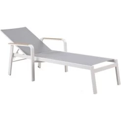 Sonnenliege Richmond Weiß/Teak
