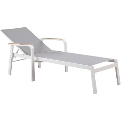 Sonnenliege Richmond Weiß/Teak 1 Sonnenliege Richmond Weiß/Teak