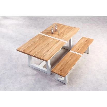 Gartenbank Campione 220 X 40 Cm Weiß/Teakholz FSC® 2 Gartenbank Campione 220 X 40 Cm Weiß/Teakholz FSC® – Bild 2