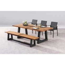 Gartentisch Campione 220 X 100 Cm Anthrazit/Teakholz FSC® -GartenOase Wohnaccessoires 473695 3053 3