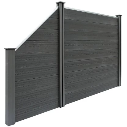 Sichtschutzzaun-Set Callado WPC Inkl. 2 Elementen, 3 Pfosten U. 1 Schrägelement 1 Sichtschutzzaun-Set Callado WPC Inkl. 2 Elementen, 3 Pfosten U. 1 Schrägelement