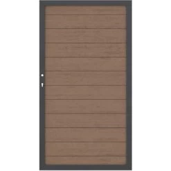 Sichtschutzzaun Tor System WPC Classic Mandel/Anthrazit DIN Links 98 X 180 Cm