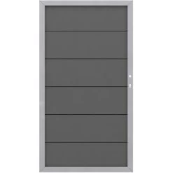 Sichtschutzzaun Tor Design WPC Alu Anthrazit DIN Rechts 98 Cm X 180 Cm