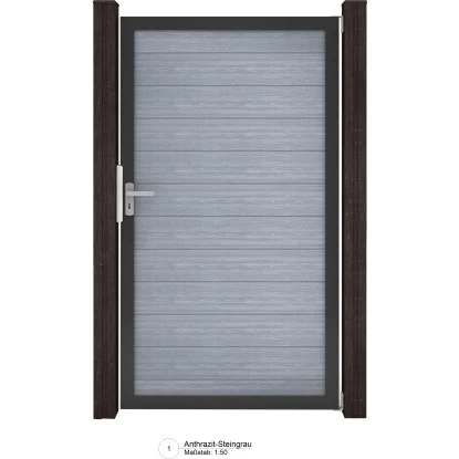 GroJa Solid Steckzaun Tor Universal-DIN Steingrau Sondermaß Bis Max. 150x180cm 1 GroJa Solid Steckzaun Tor Universal-DIN Steingrau Sondermaß Bis Max. 150x180cm