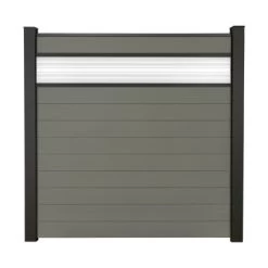 GroJa Steckzaun Solid Mit Glas-Designeinsatz 30 Cm 180x180x1,9 Cm Grau