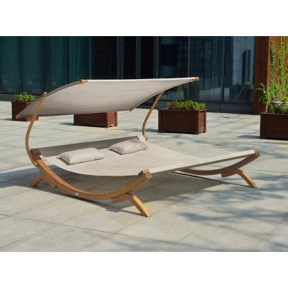 Axi Doppelliege Mallorca Mit Sonnendach Beige 2 Axi Doppelliege Mallorca Mit Sonnendach Beige – Bild 2