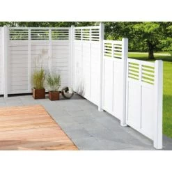 Sichtschutzzaun-Element Limone Mit Gitter Weiß 120 Cm X 90 Cm