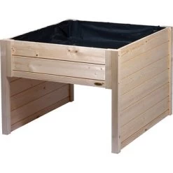 Dobar Mährobotergarage Mit Integriertem Pflanzkasten Natur 56 Cm X 73 Cm X 79 Cm