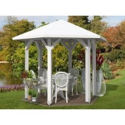 Skan Holz Pavillon Nancy 1 Leimholz 360 Cm X 312 Cm Weiß