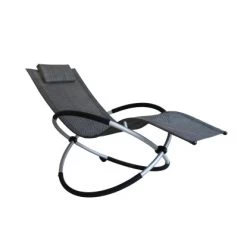 Leco Schaukelstuhl Klappbar Schwarz/Beige/Silber